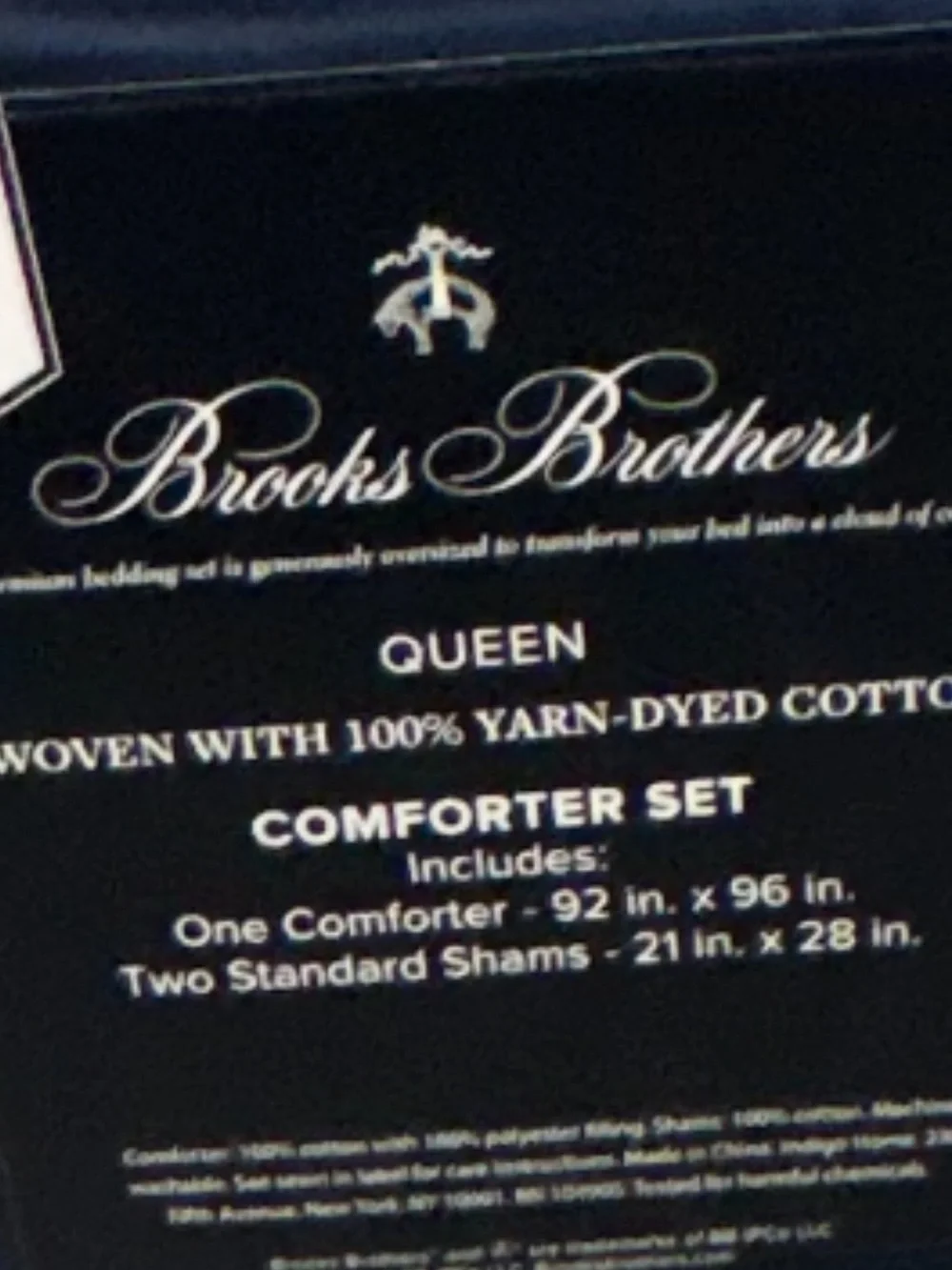 Brooks Brothers Blue and White Checkered Full/Queen Cotton Comforter Set 88”x96”